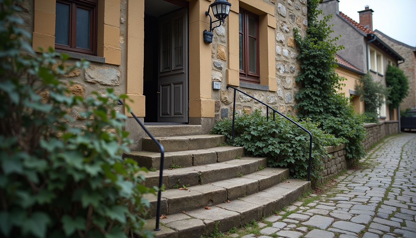 Maison ancienne typique de Deûlémont avec accès par escaliers extérieurs, illustrant le besoin d