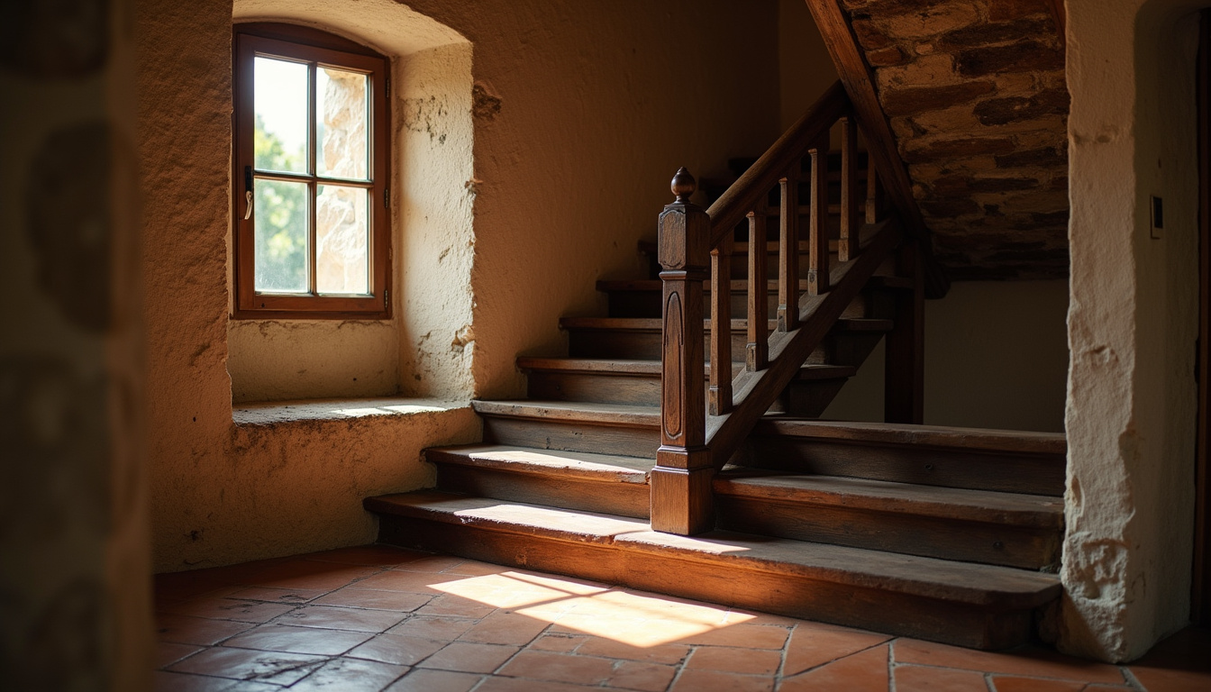 Maison traditionnelle à Thiviers avec escalier intérieur en bois ancien