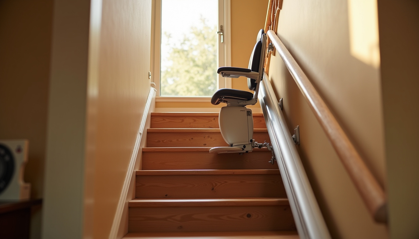 Montage d’un monte-escalier droit dans une maison à Saint-Denis-de-l