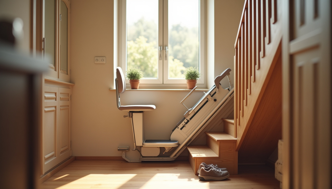 Montage d’un monte-escalier sur un escalier droit dans une maison à Soultzmatt