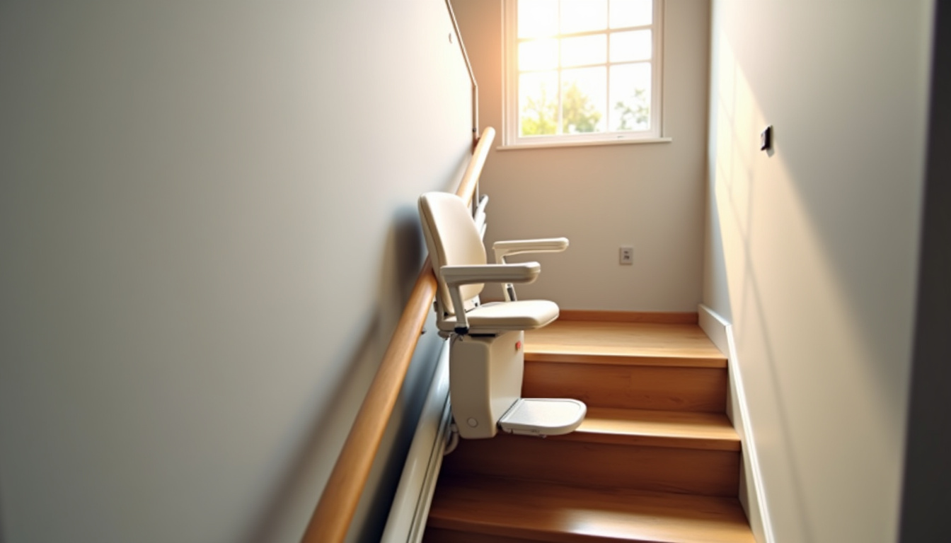 Monte-escalier avec siège pour escalier droit en intérieur