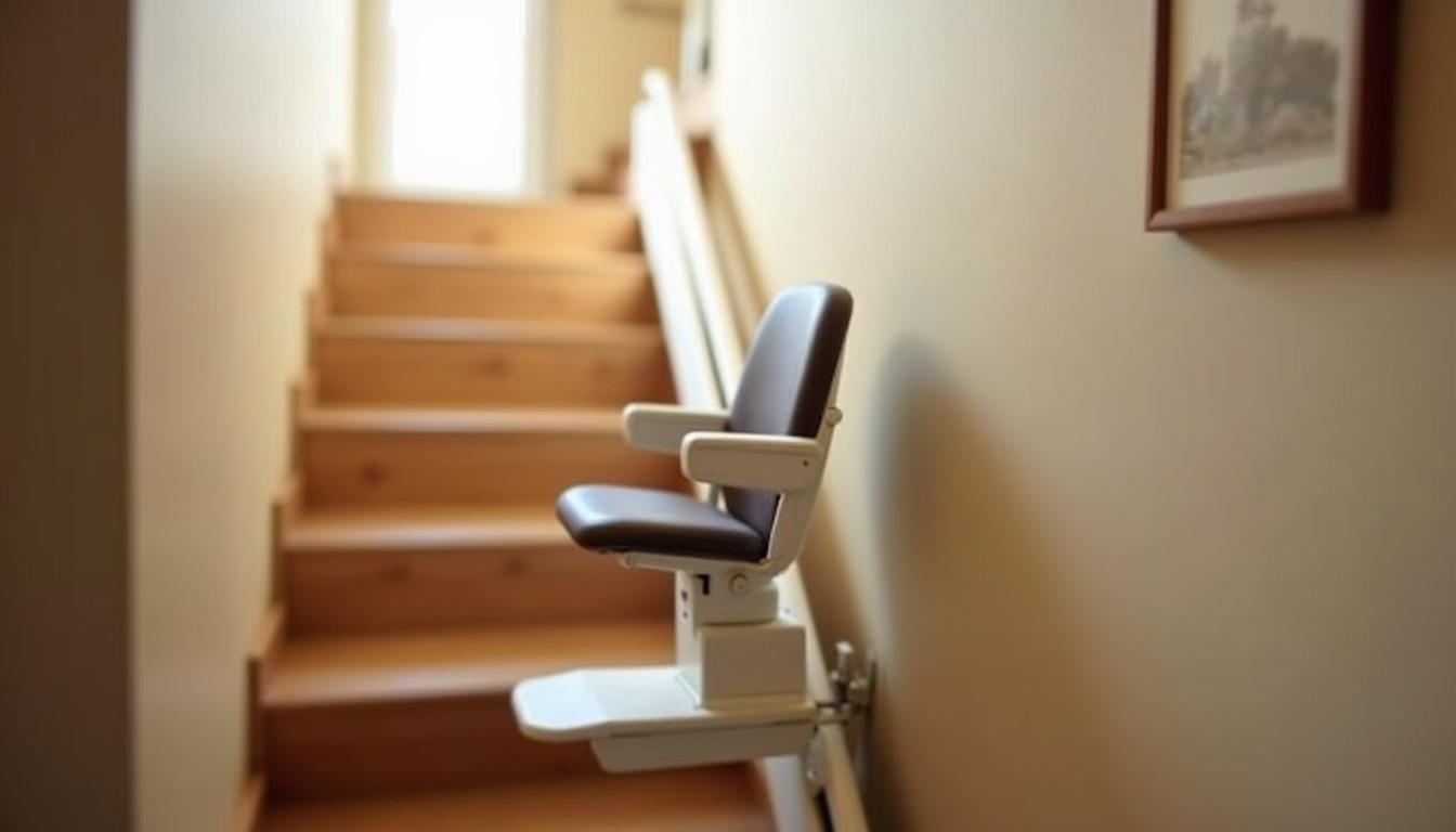 Monte-escalier compact installé sur un escalier étroit à Nogent-sur-Oise