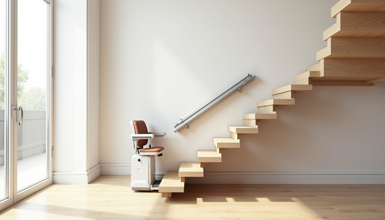 Monte-escalier design intégré dans un intérieur contemporain
