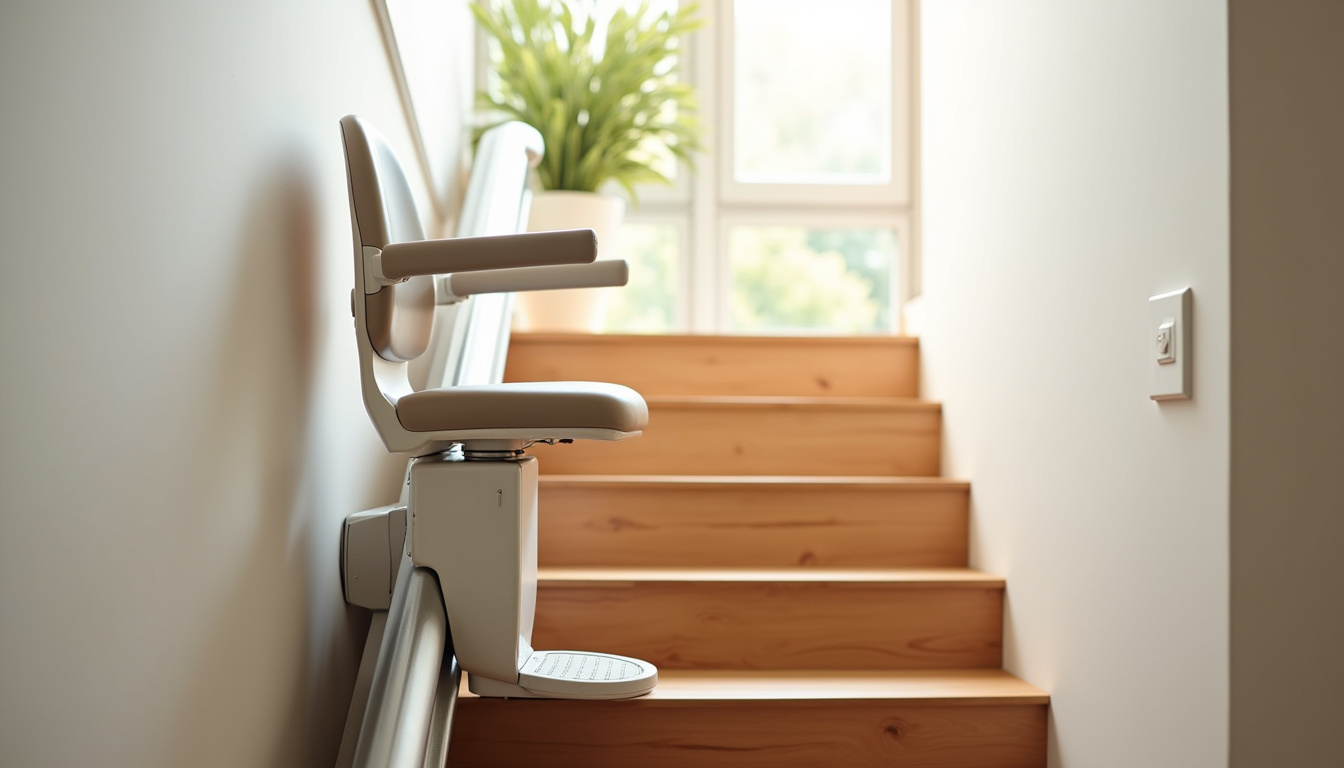 Monte-escalier droit en cours d