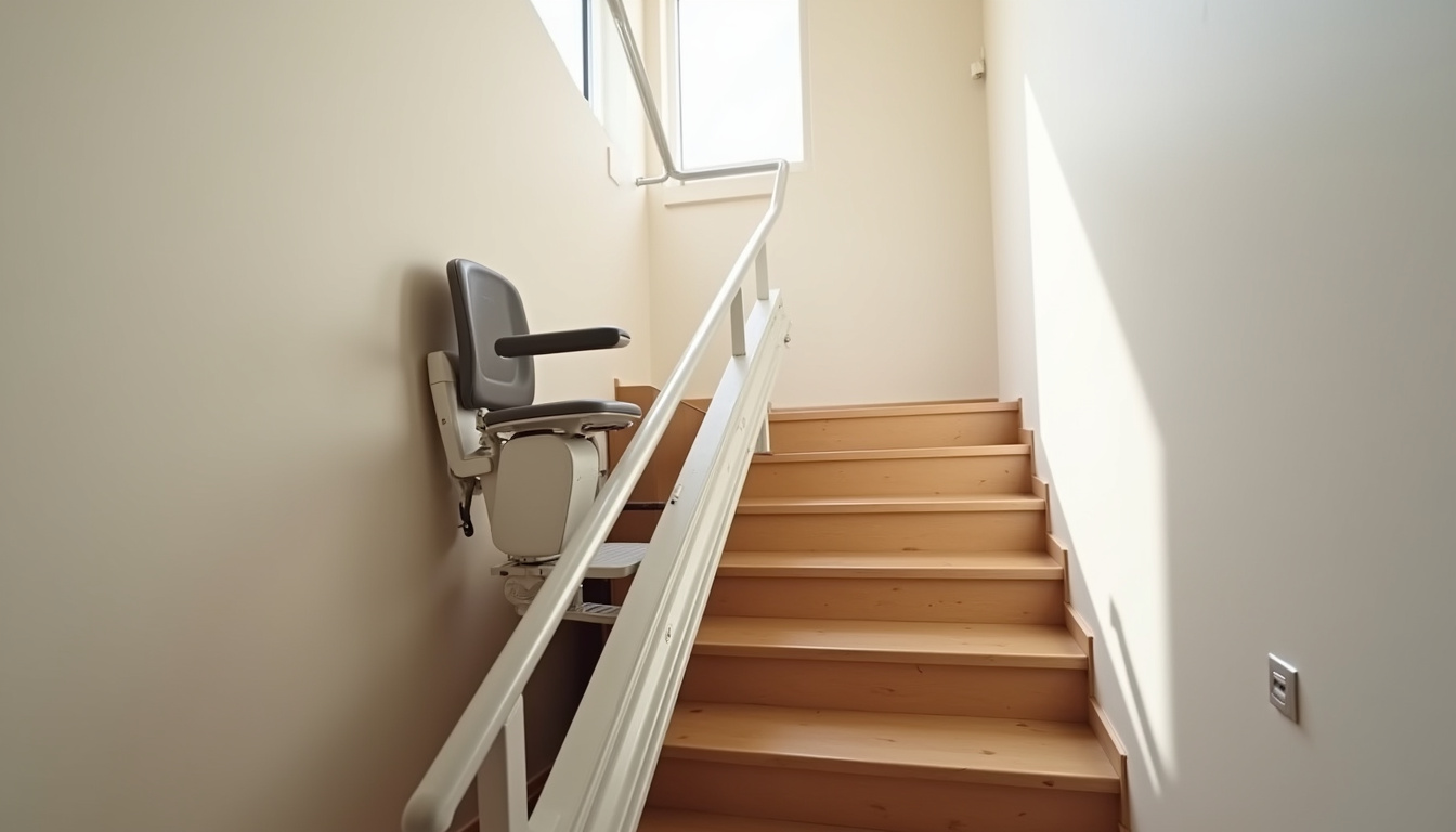 Monte-escalier droit en cours d