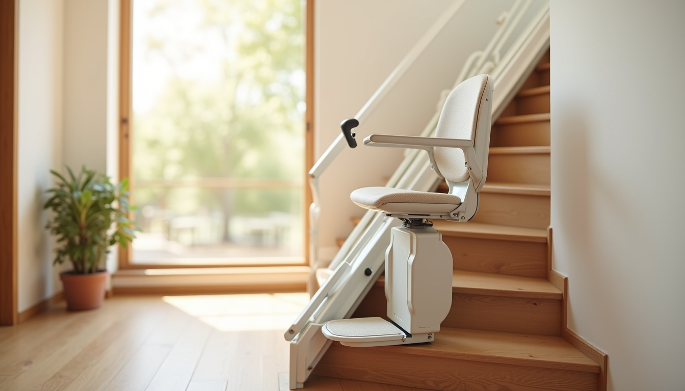 Monte-escalier droit en cours d