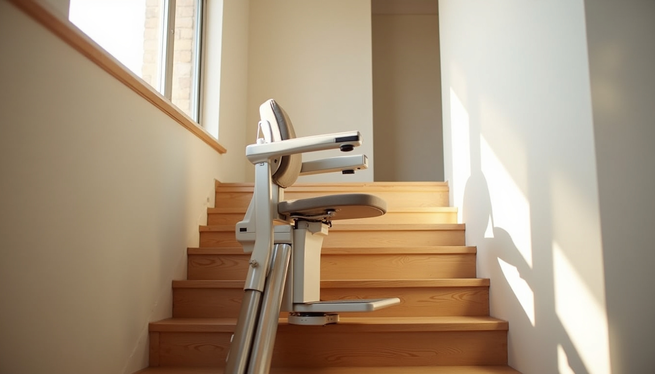 Monte-escalier droit en cours d