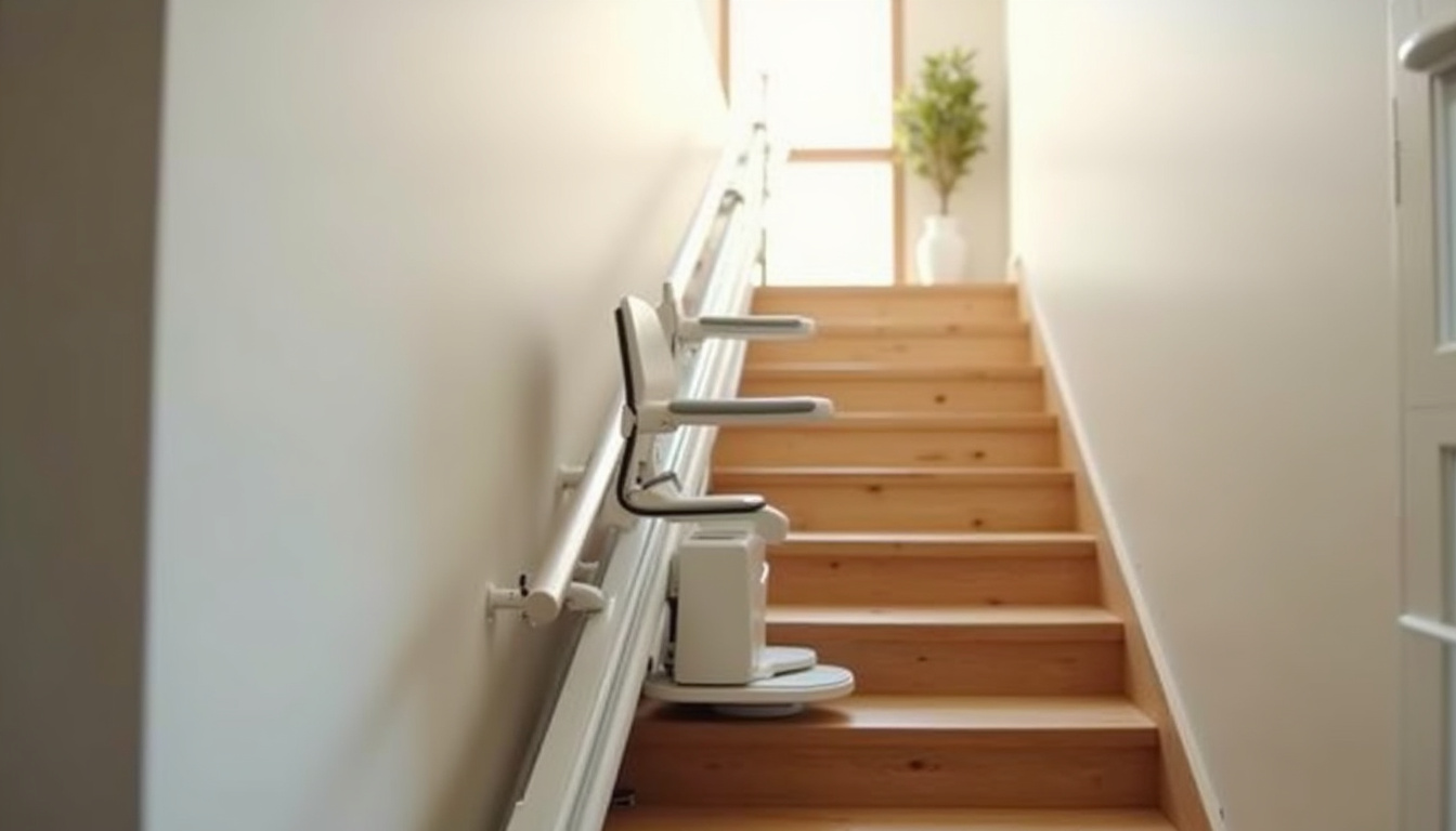 Monte-escalier droit en cours d