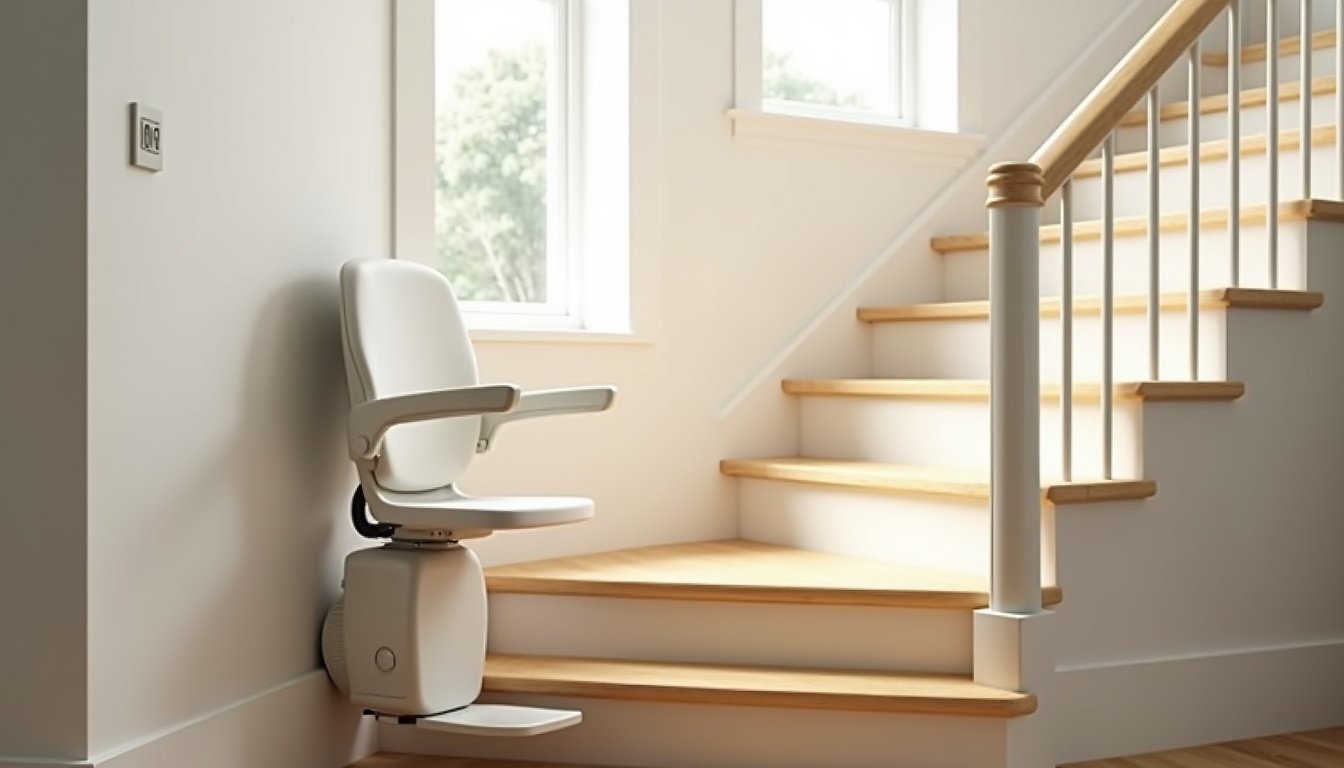 Monte-escalier droit en cours d