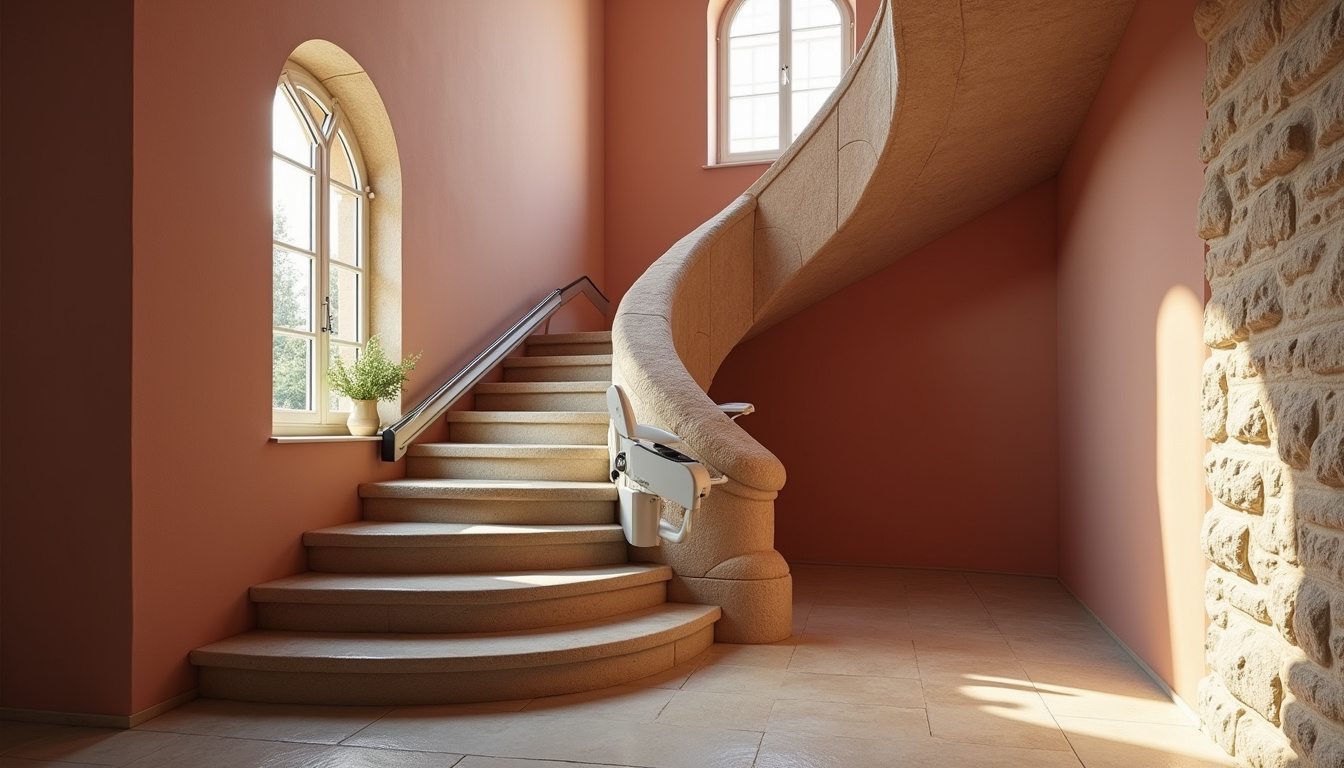 Monte-escalier droit et tournant installé dans une maison ancienne à Beaune