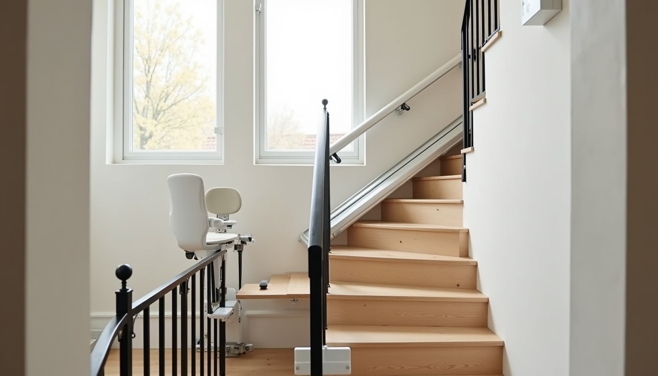 Monte-escalier droit installé dans un escalier intérieur à Charentilly