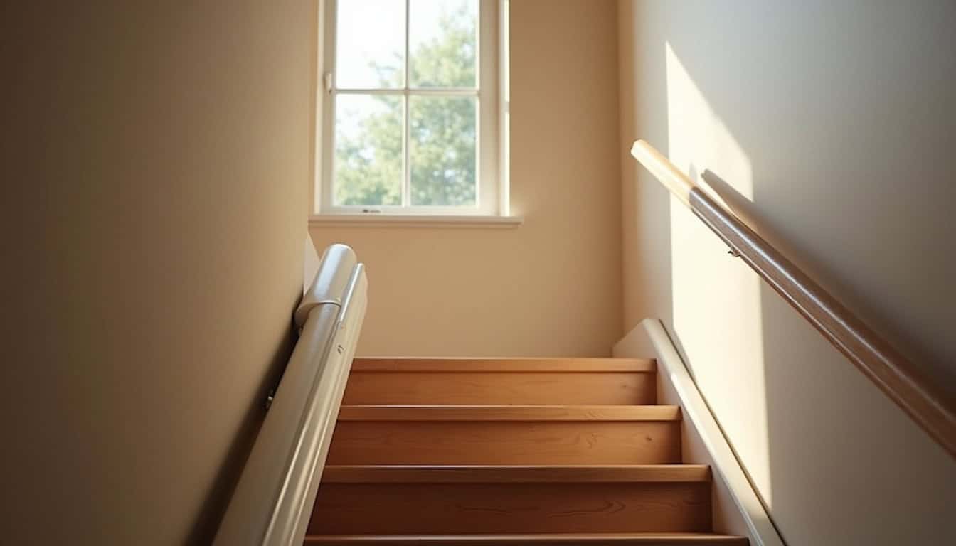 Monte-escalier droit installé dans un escalier intérieur à Cruet