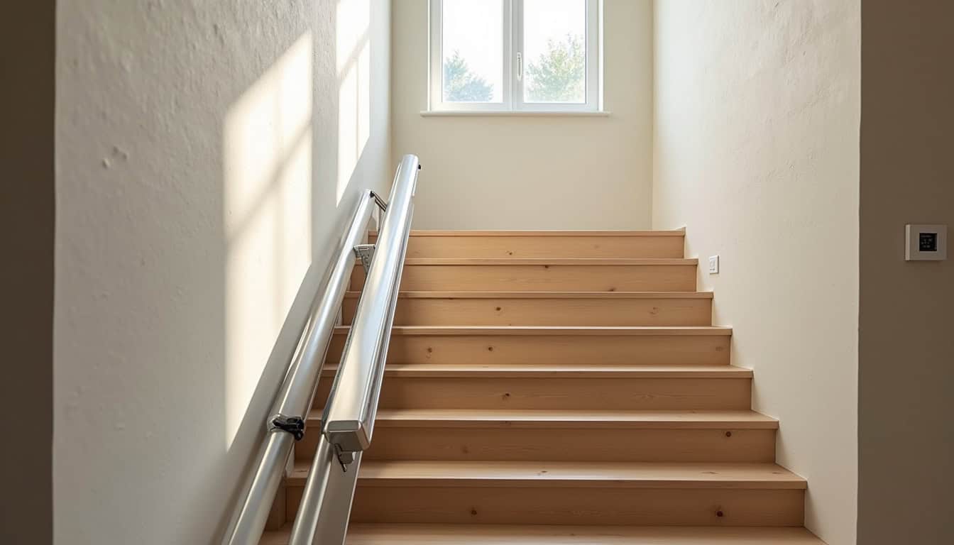 Monte-escalier droit installé dans un escalier intérieur à Menneval