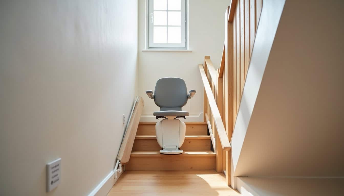 Monte-escalier droit installé dans un escalier intérieur à Vergigny