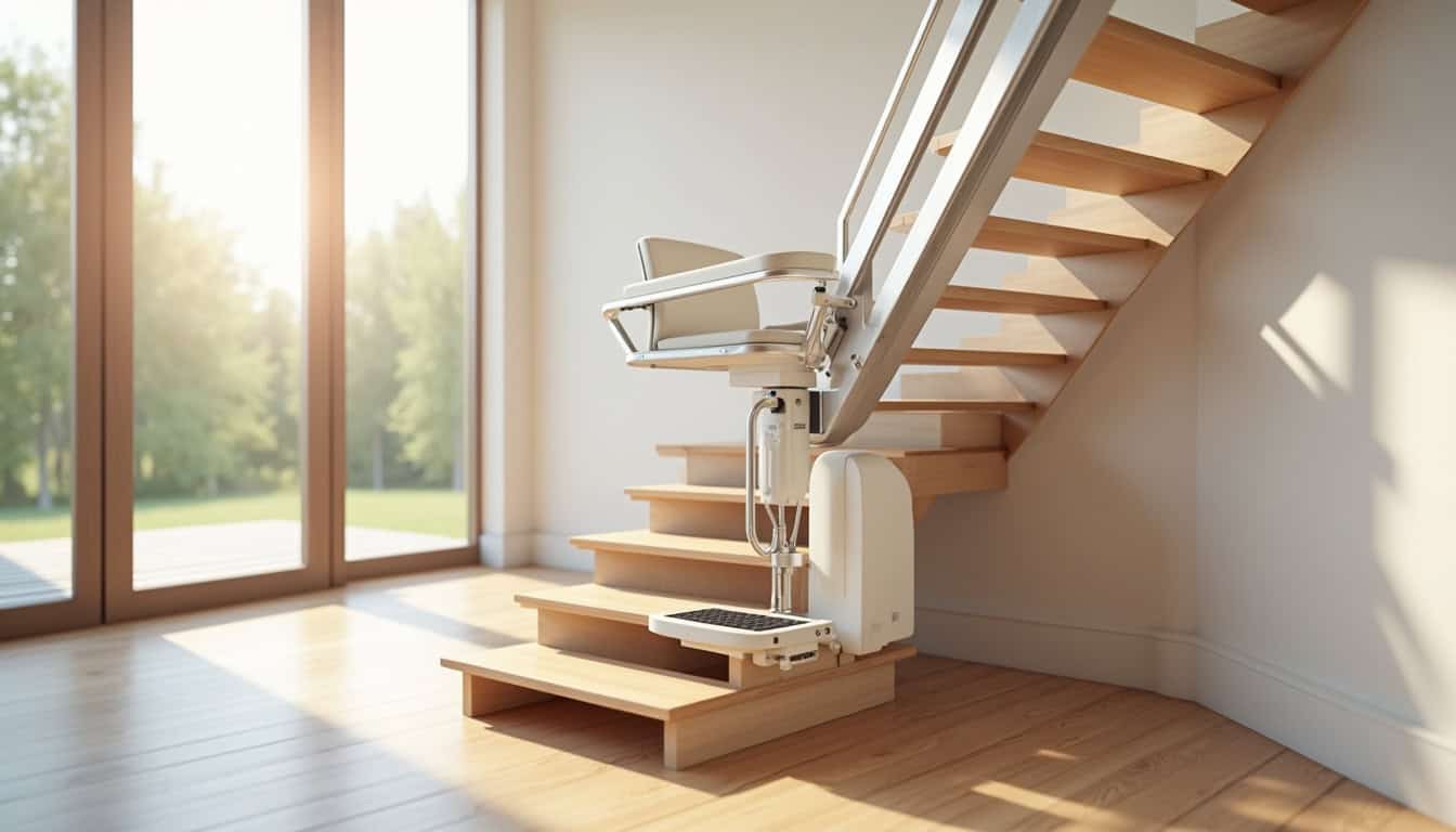 Monte-escalier droit installé dans un intérieur contemporain à Colomiers