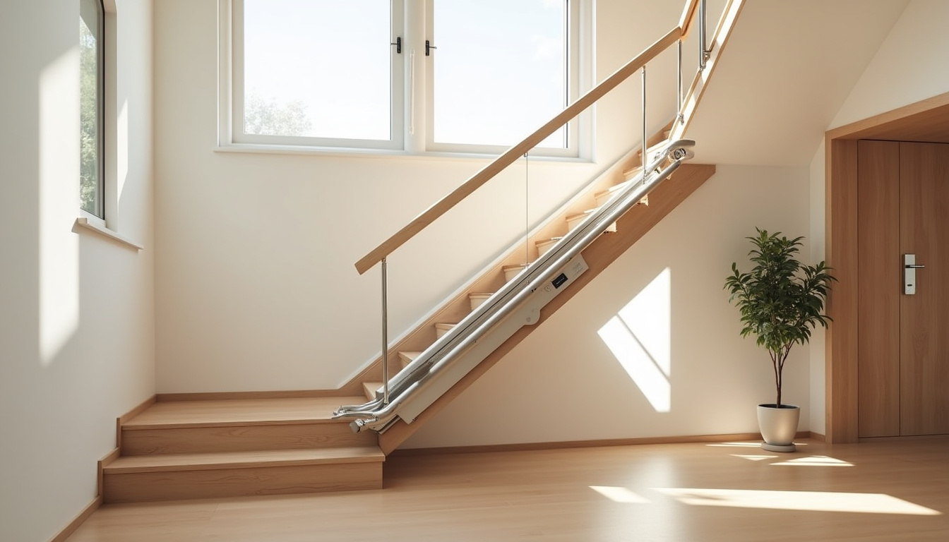 Monte-escalier droit installé dans un intérieur moderne à Saint-Leu-la-Forêt