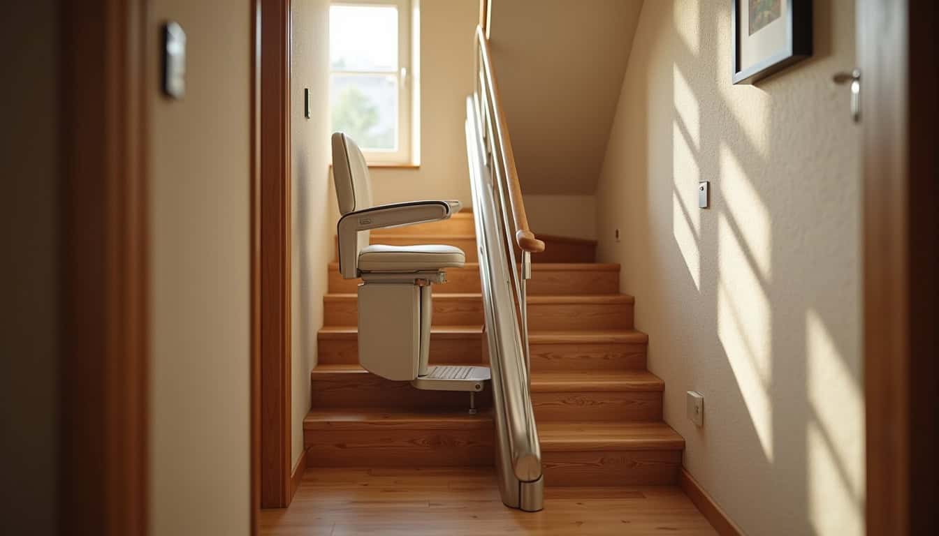 Monte-escalier droit installé dans une habitation à Brax