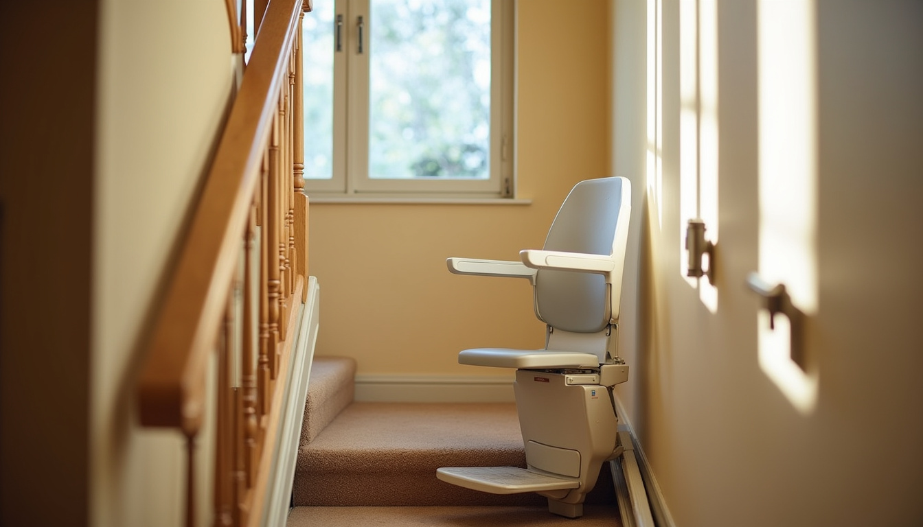 Monte-escalier droit installé dans une habitation à Migné-Auxances