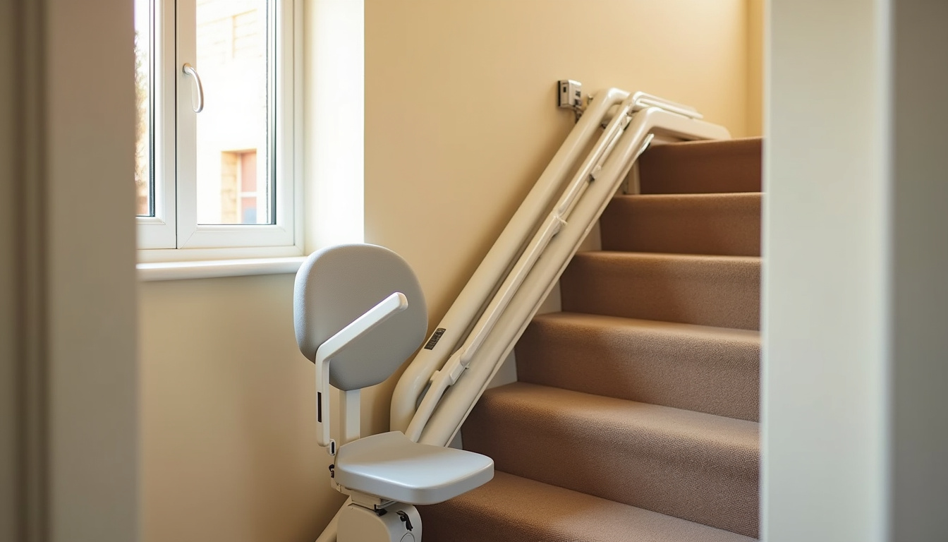 Monte-escalier droit installé dans une habitation à Witry-lès-Reims