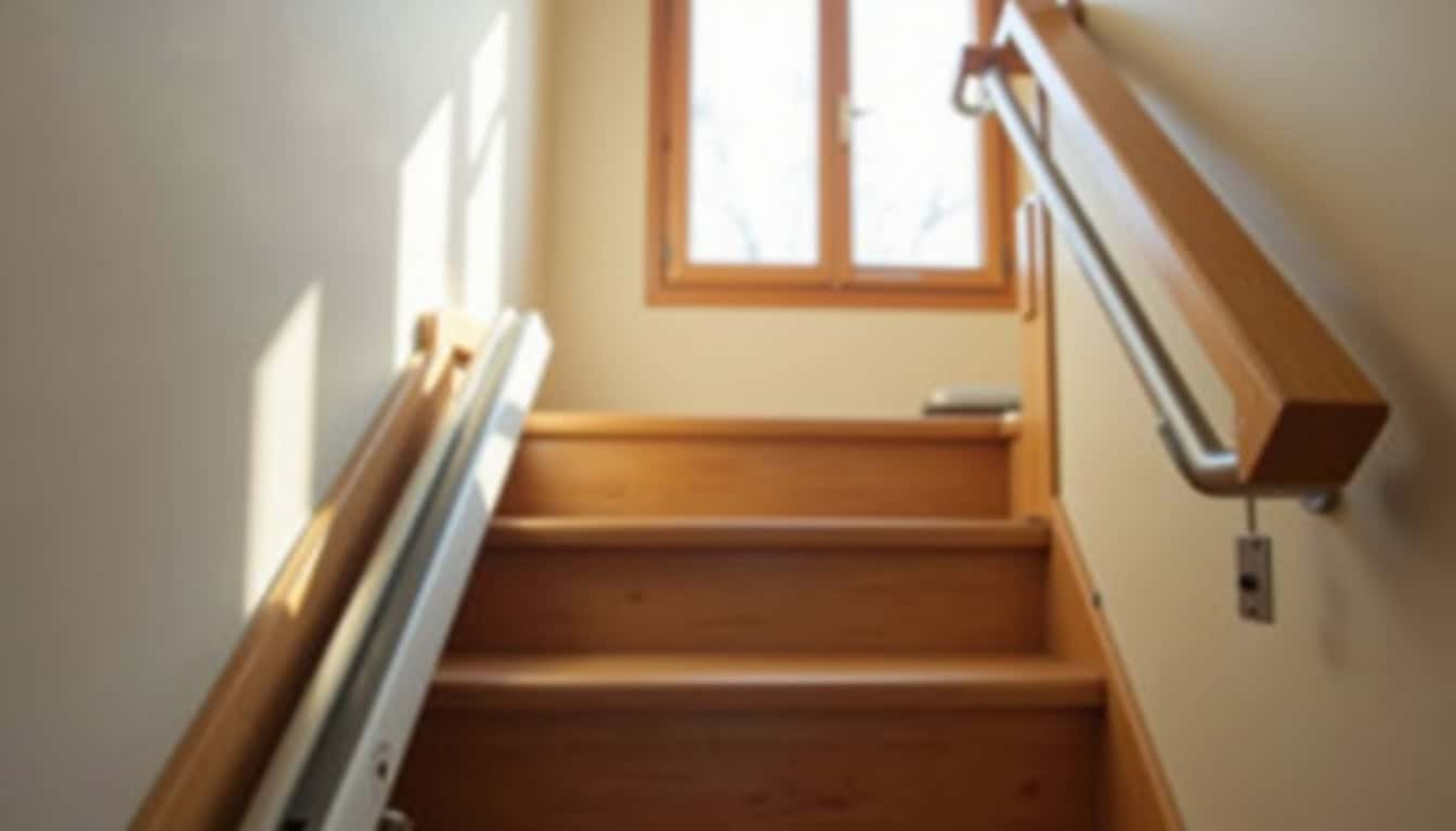 Monte-escalier droit installé dans une maison à Belpech, escalier intérieur en bois
