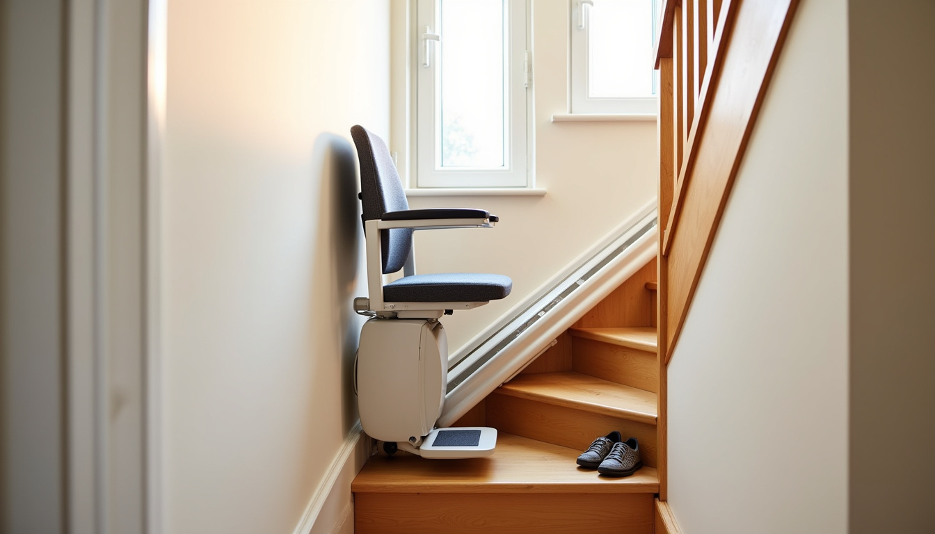 Monte-escalier droit installé dans une maison à Boulay-les-Barres