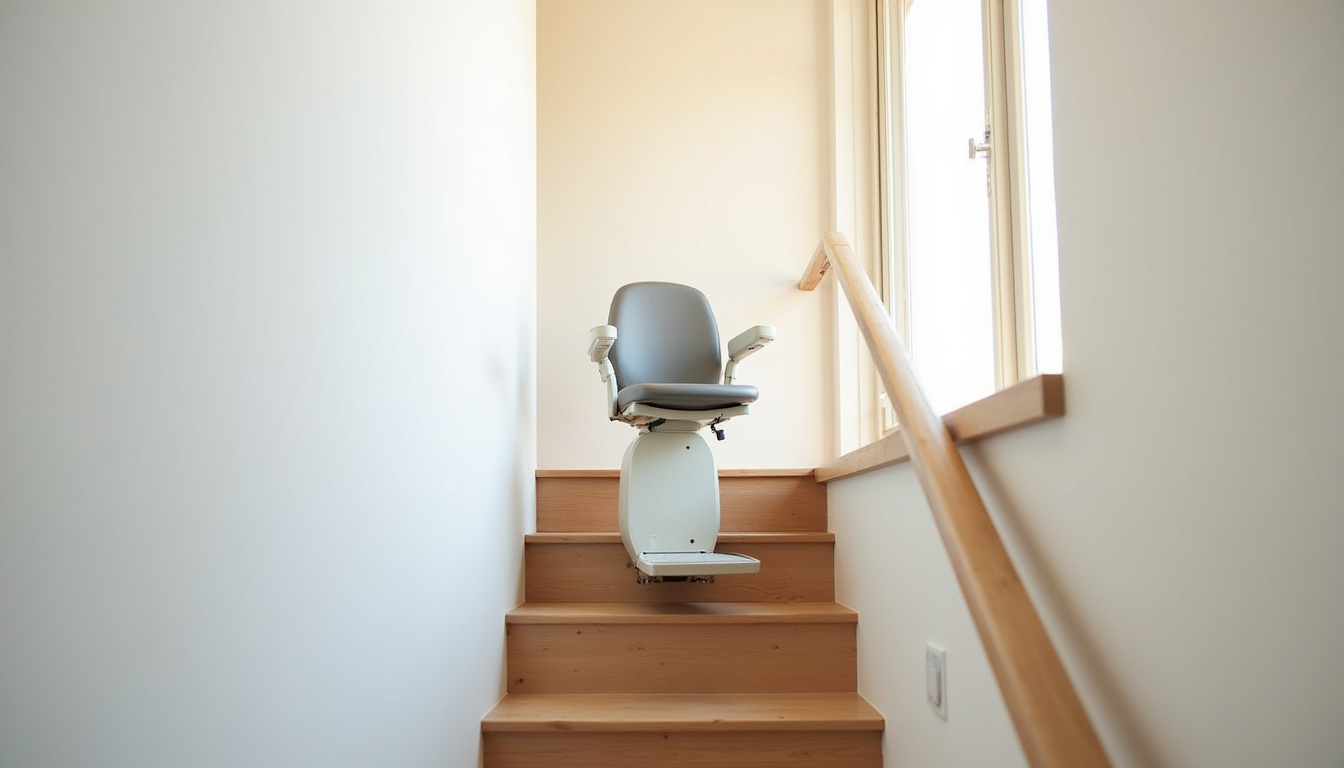 Monte-escalier droit installé dans une maison à Cagny