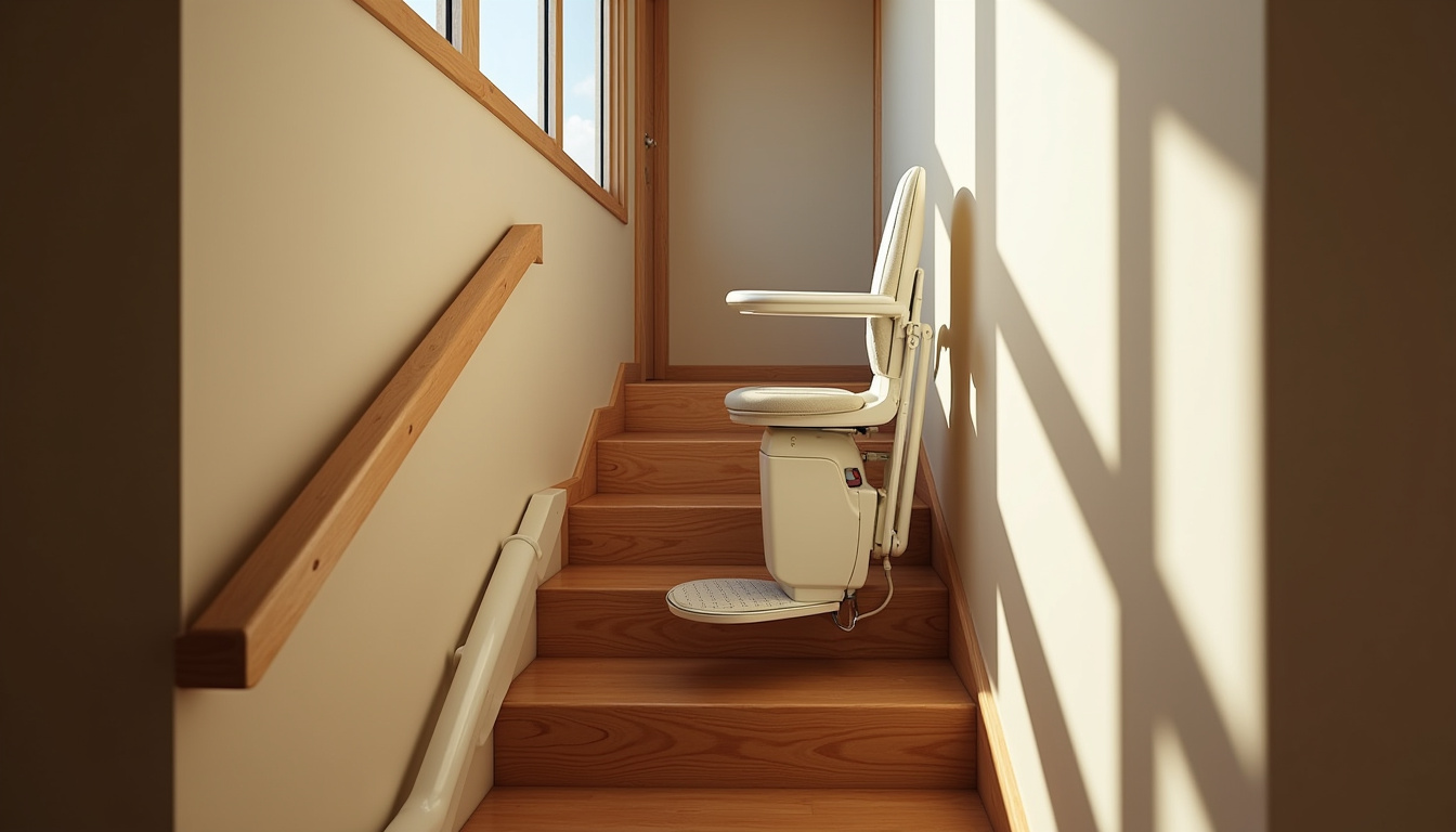 Monte-escalier droit installé dans une maison à Dingy-Saint-Clair