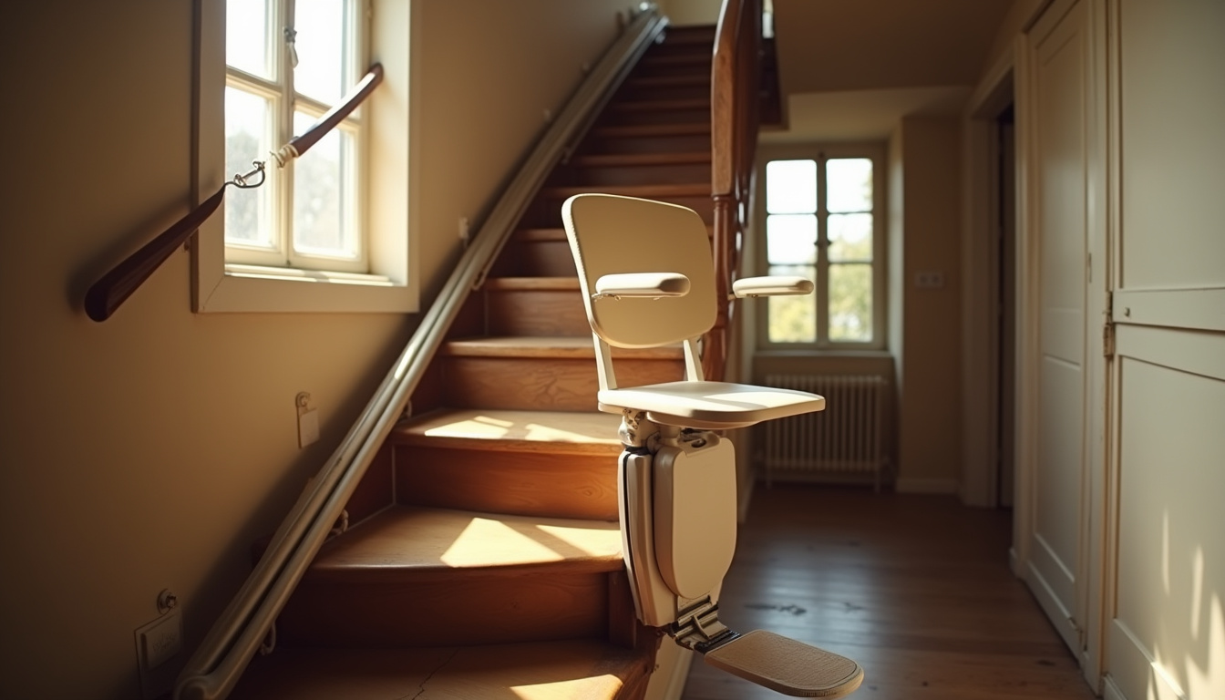 Monte-escalier droit installé dans une maison à Domblans