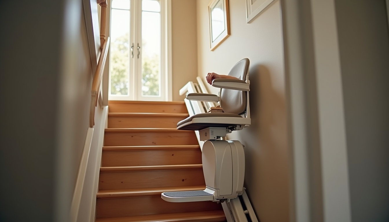 Monte-escalier droit installé dans une maison à Kogenheim