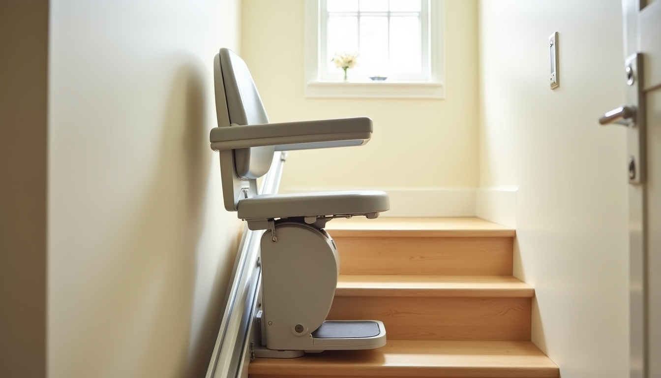 Monte-escalier droit installé dans une maison à Les Loges-en-Josas