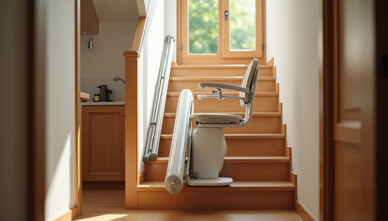 Monte-escalier droit installé dans une maison à Lespinasse