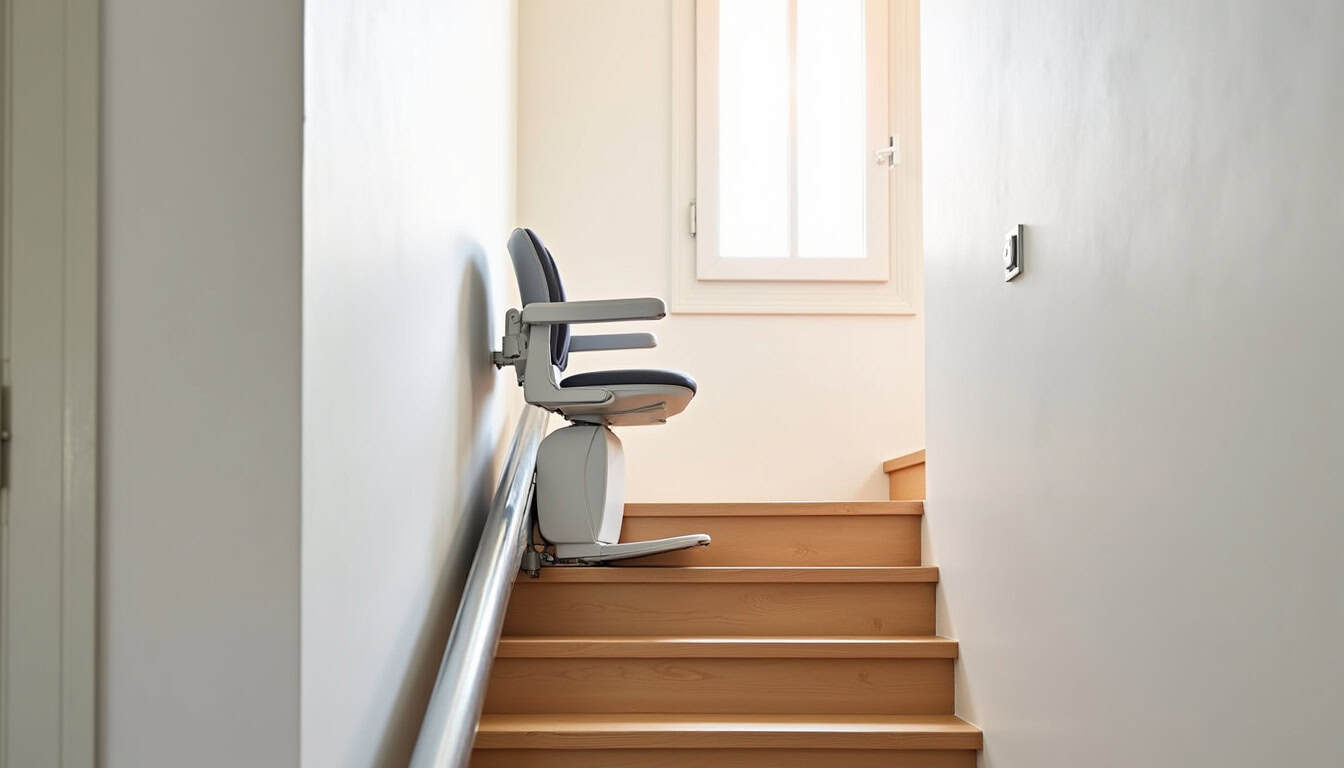 Monte-escalier droit installé dans une maison à Murviel-lès-Montpellier