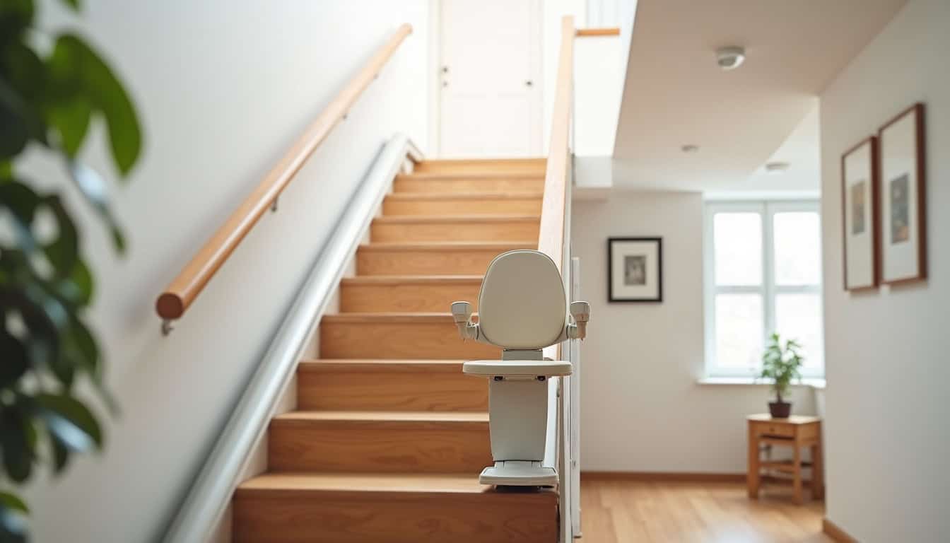 Monte-escalier droit installé dans une maison à Port-d