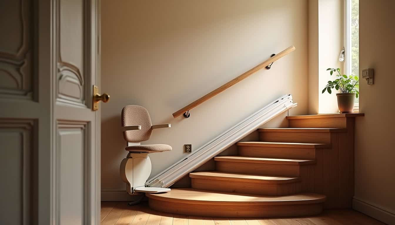 Monte-escalier droit installé dans une maison à Pouilly-sur-Loire