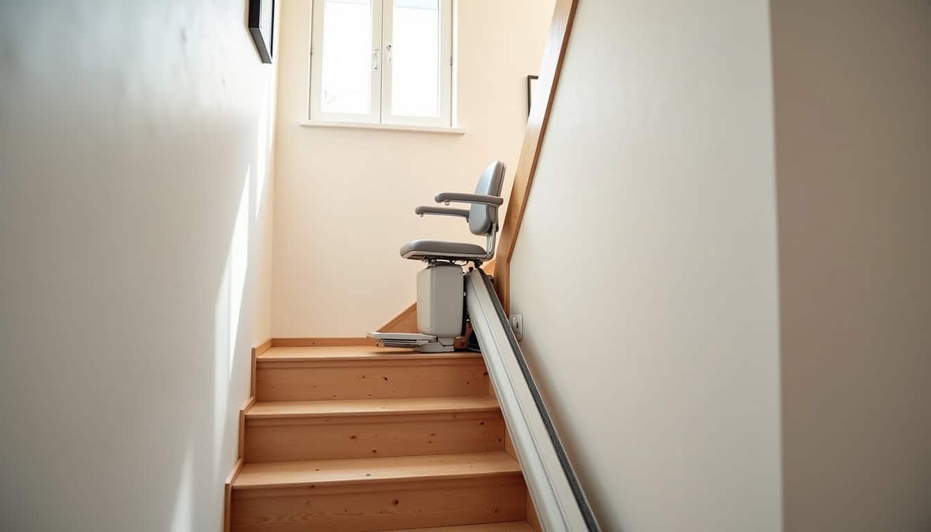 Monte-escalier droit installé dans une maison à Saint-Barthélemy-d