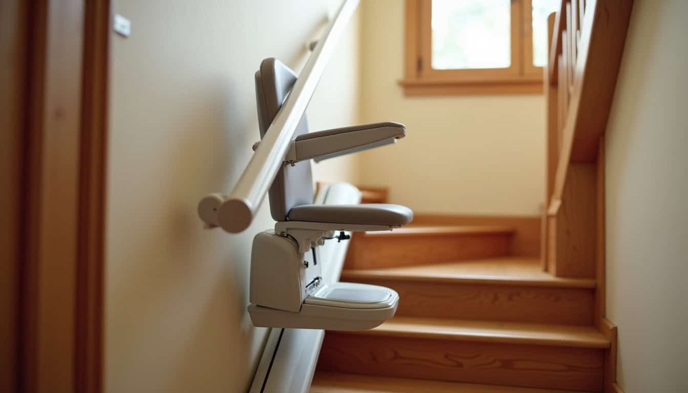 Monte-escalier droit installé dans une maison à Saint-Claud