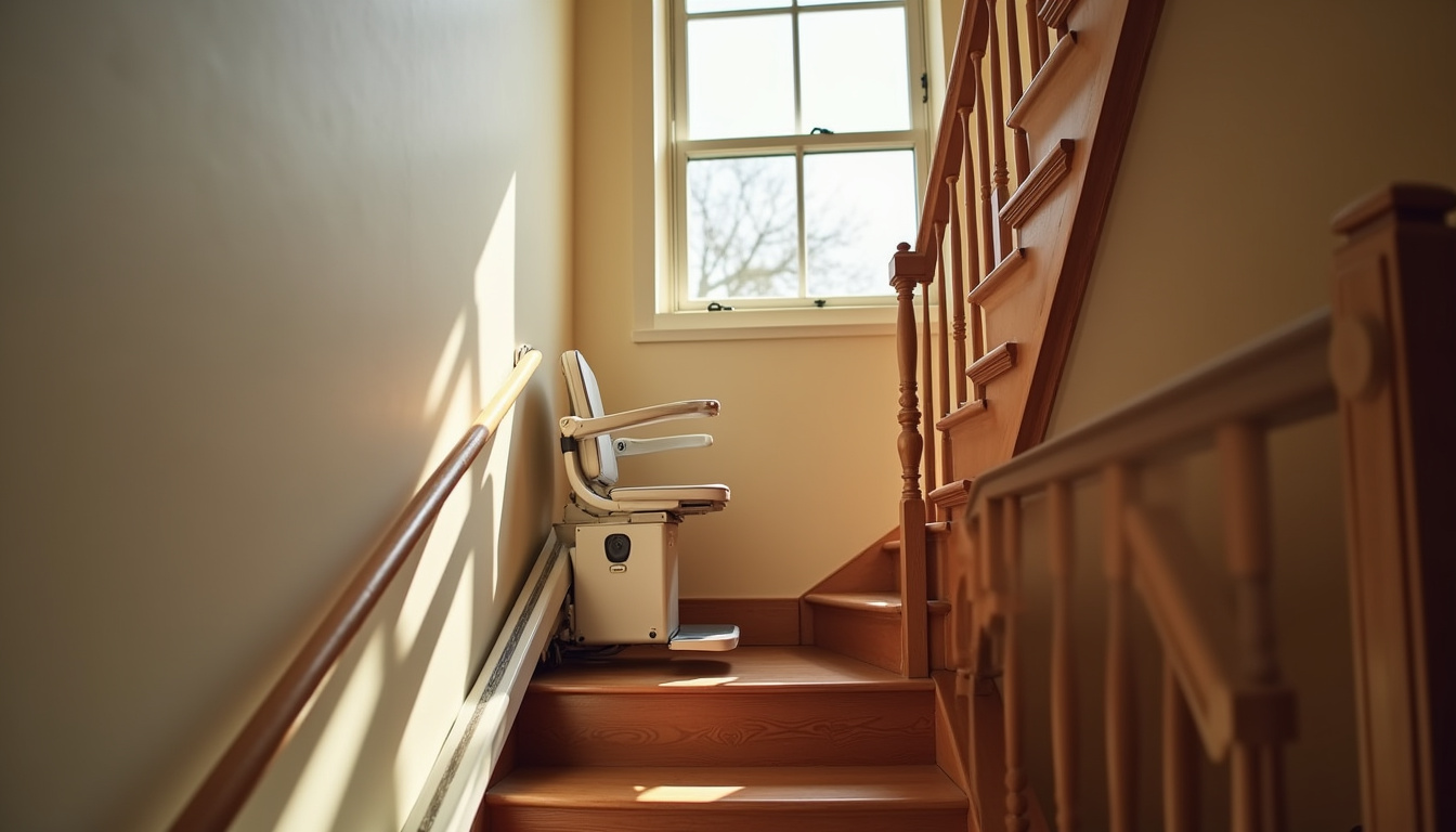 Monte-escalier droit installé dans une maison à Saint-Priest-sous-Aixe