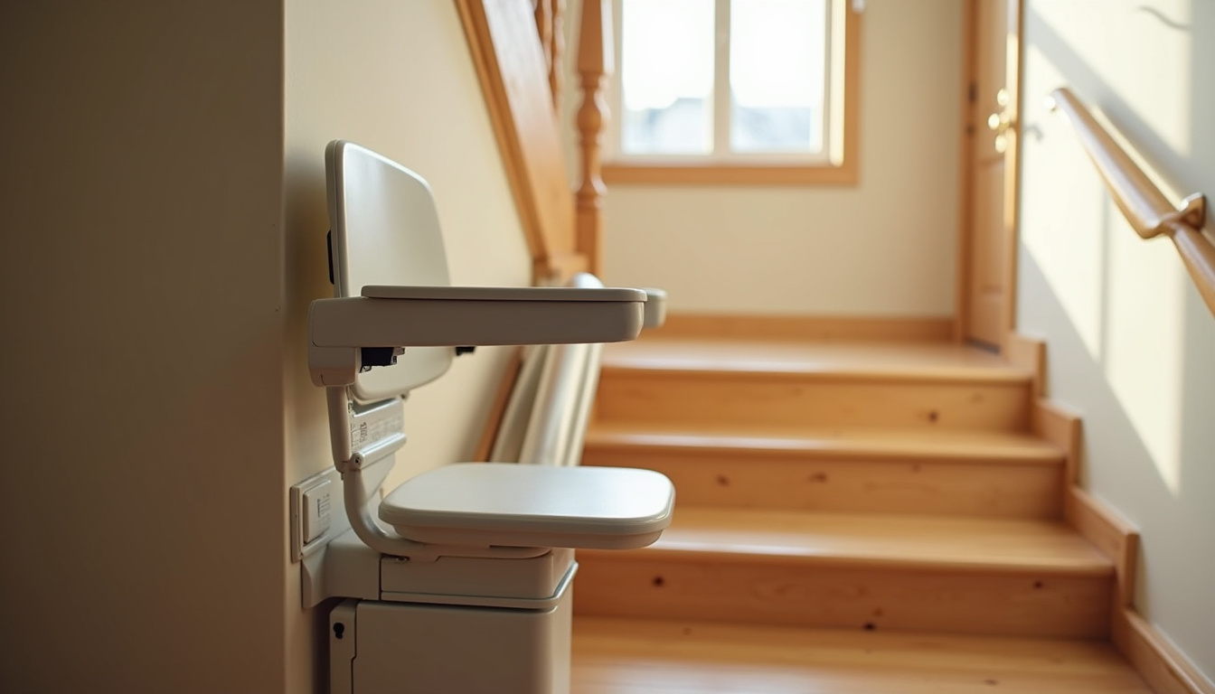 Monte-escalier droit installé dans une maison à Saint-Quentin-Fallavier
