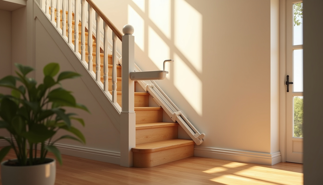 Monte-escalier droit installé dans une maison à Sainte-Eulalie-en-Born