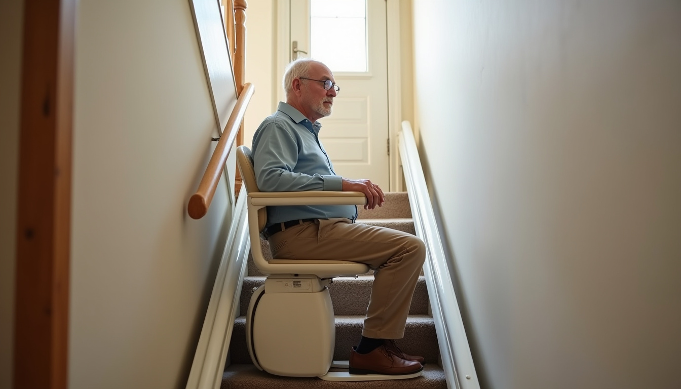 Monte-escalier droit installé dans une maison à Samer
