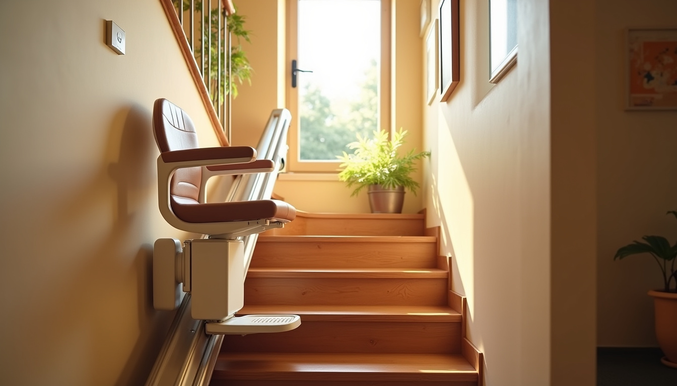 Monte-escalier droit installé dans une maison à Saucats
