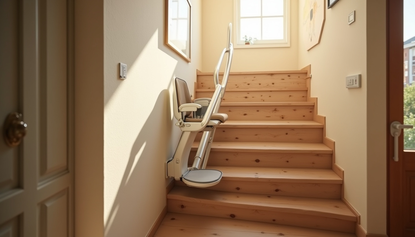 Monte-escalier droit installé dans une maison à Seyssel