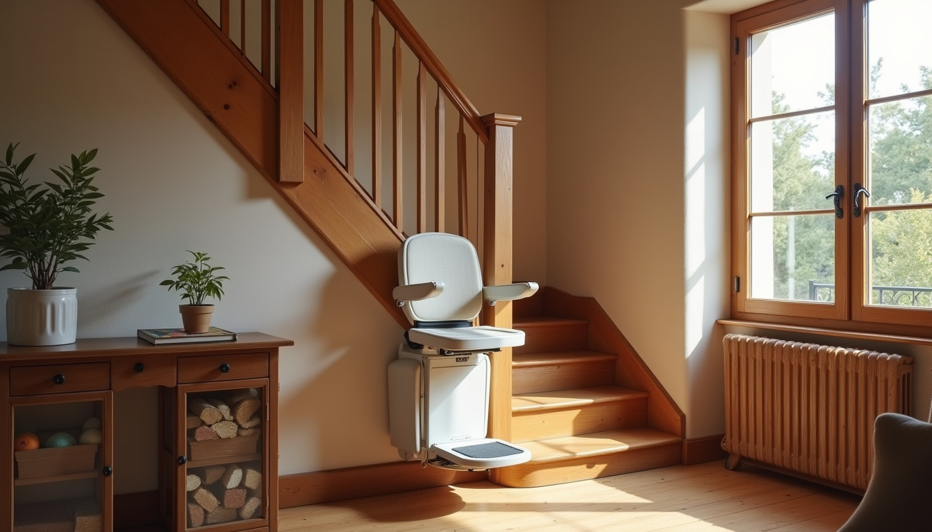 Monte-escalier droit installé dans une maison à Venerque