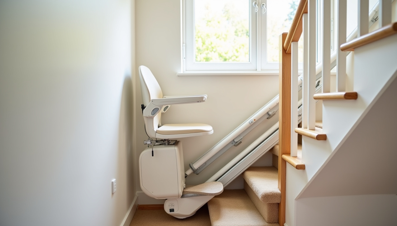 Monte-escalier droit installé dans une maison à Verlinghem