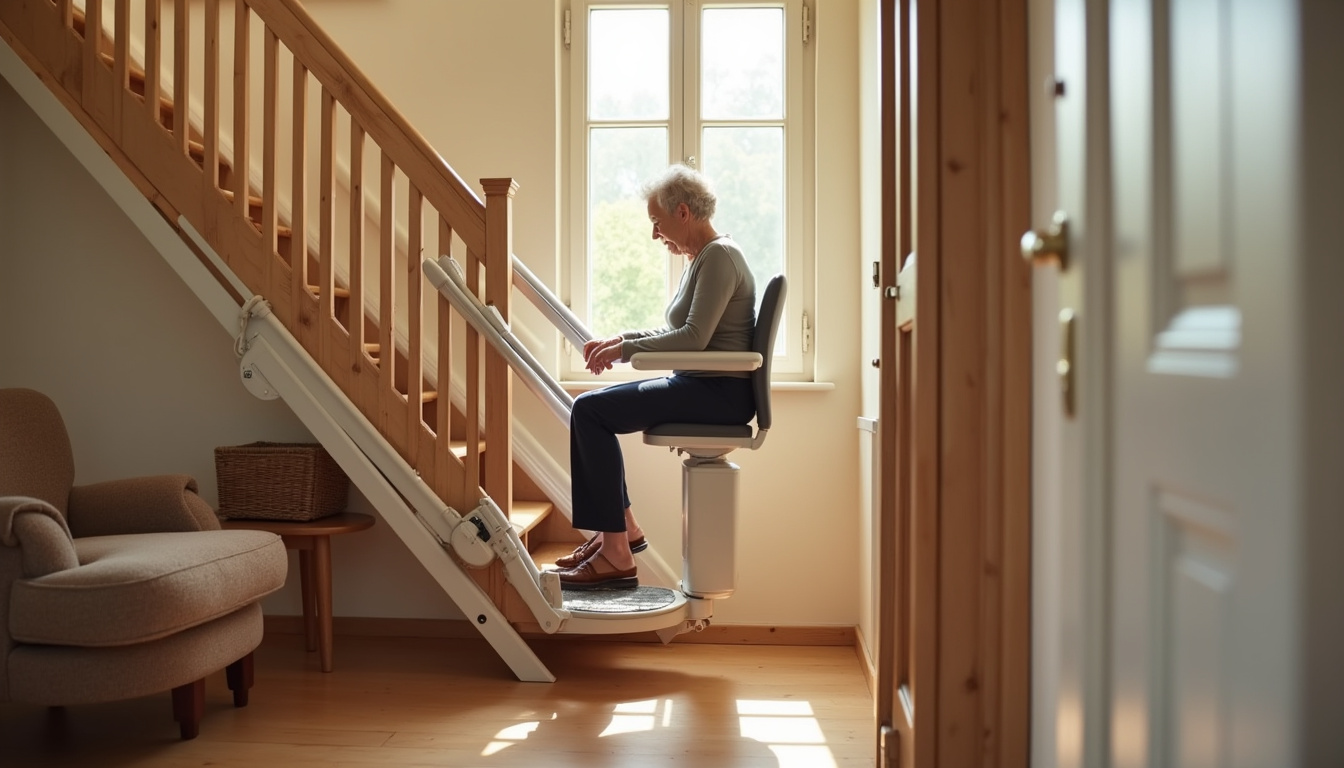 Monte-escalier droit installé dans une maison à Wizernes