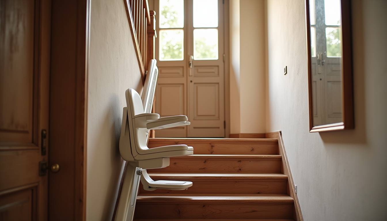 Monte-escalier droit installé dans une maison ancienne à Mollégès