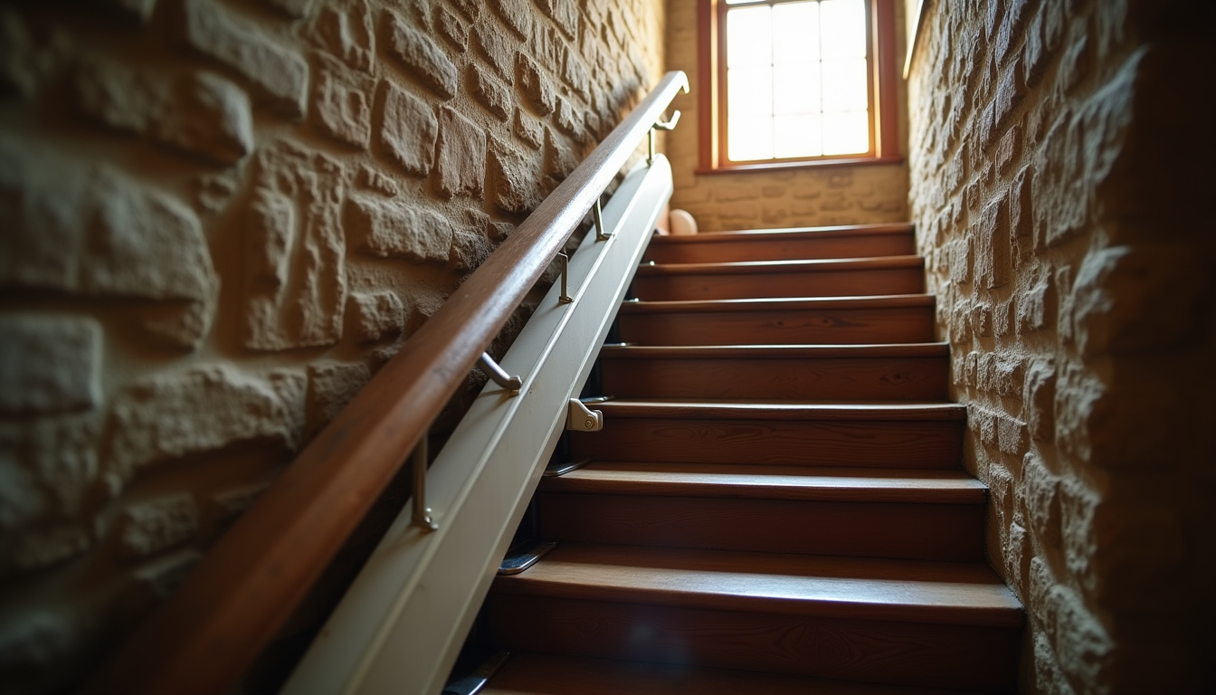 Monte-escalier droit installé dans une maison ancienne à Vendegies-sur-Écaillon