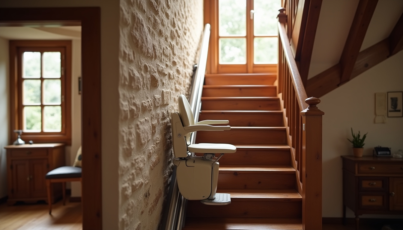 Monte-escalier droit installé dans une maison traditionnelle à Contrexéville