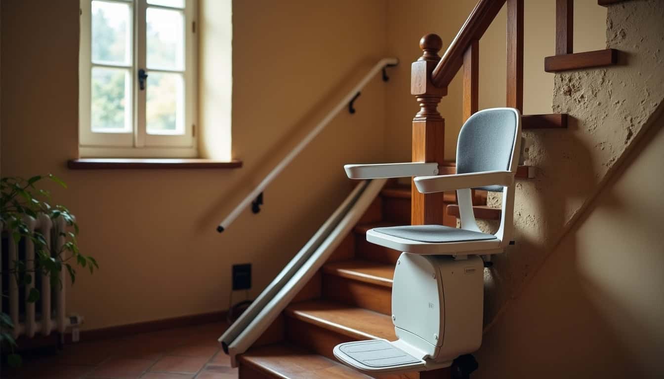 Monte-escalier droit installé dans une maison traditionnelle à Dompaire