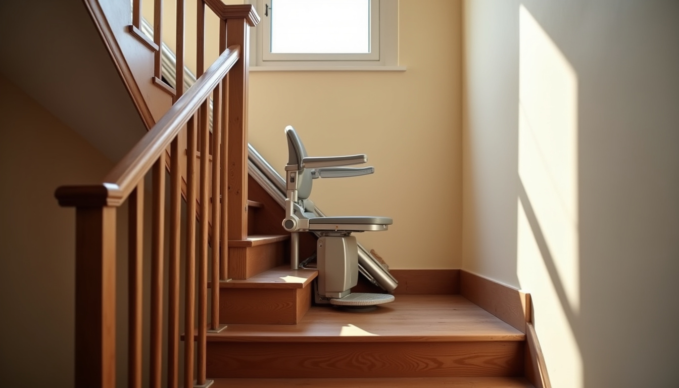 Monte-escalier droit installé dans une maison traditionnelle à Itxassou